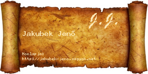 Jakubek Jenő névjegykártya