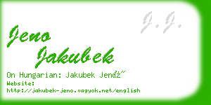 jeno jakubek business card